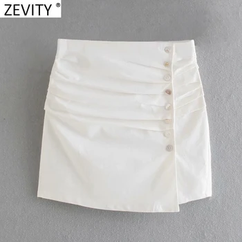 Zevity 2021 Naiste High Street Pleats Disain üks Karavan Linane Seelik Faldas Mujer Lady Suvel Split Slim Mini Vestidos QUN838
