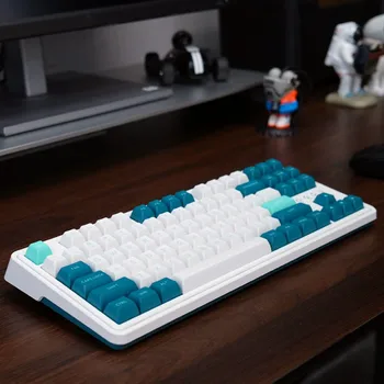 FL·ESPORTS Ice mint valge mehaaniline klaviatuur CMK87 87 võtmed hot swap-BOX lülitab traadiga RGB blacklight gaming klaviatuuri