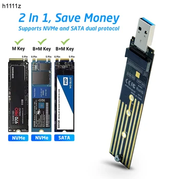 M. 2 USB Adapter Dual Protokolli SSD Juhatuse M. 2 NVME PCIe NGFF SATA M2 Kaardi Tugi 2230 2242 2260 2280 NVME/SATA M2 SSD RTL9210B