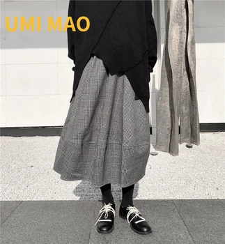 UMI MAO Yamamoto Diablo Miyake Kevad Sügis Streetwear Seelik Naiste Hall Ruuduline Seelik Villase Disain Goth Riided Y2K 1