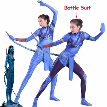 Filmi Avatar 2 Neytiri Cosplay Kostüüm Saba Zentai Sobiks Spandex Lahing Bodysuit Kombekas Halloween Kostüüm Täiskasvanud Naised, Tüdrukud 11