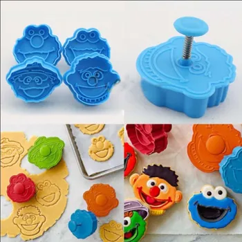 3D Sesame Street Elmo Lihavõtted Cookie Kutter Biskviit DIY Kook Küpsetamine Tööriistad, Käsi Tempel Vajutage Kolb Lõikur Hallituse Köök Accessorie 1