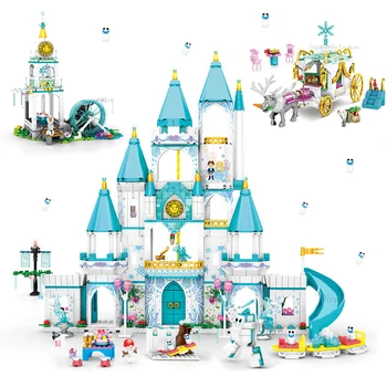 Disney Külmutatud Seeria Printsess Elsa Jää Mänguväljak Castle House Set Filme DIY ehitusplokk, Jõulud Kingitused, Mänguasjad Tüdrukute Lapsed 16