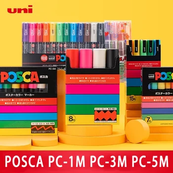 UNI Täis Komplekt POSCA Sm Pen PC-1M PC-3M PC-5M POP Reklaam Plakat Graffiti Sm Pen Vee baasil Värvi Pliiats
