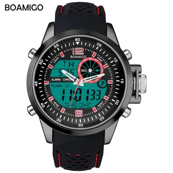BOAMIGO Luksuslik Disain Meeste Kellad, Red Sport Kellad relojes de cuarzo Digital Watch Käekellad Kvartsist relogio masculino 16