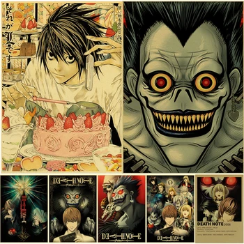 Hot Anime Death Note, Plakatid Manga Ryuk Retro Jõupaber Kleebis Vintage Tuba Home Bar Cafe Decor Esteetiline Kunst Seina Maalid 10