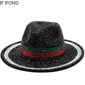 Müts Naiste Käsitöö Särav Teemant Fedoras Jazz Mütsid Luksus Mood Performance Kleit Müts Sombreros De Mujer 7