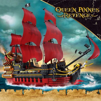 Loomemajanduse Ekspert Ideid Pirate Laeva Queen Anne ' s Revenge Pirate Laeva Caribbeans DK6002 3694pcs Kes Tellised, ehitusplokid Mudel 16