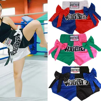 Thaiboxing lühikesed Püksid Poisid Tüdrukud Mehed Naised Professionaalne Võidelda Tai Püksid Kvaliteedi Disainer Bowtie Kickbox Lühike Boxeo Suurus XS-XXXL 11