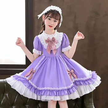 Jaapani Lühikeste Varrukatega Magus Lolita Neiu Kleit Sinine Pehme Tüdruk Naiste Ühtsete Sinine Pits Printsess Kleidid Kawaii Cosplay Kostüüm 13