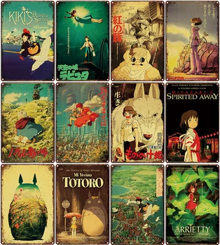 Hayao Miyazaki Totoro Metallist Plakat Tahvel Metall-Vintage Klassikaline Film Metallist Tina Märk Seina Decor Baar Raua Maali 14