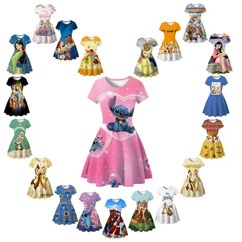 Printsess Tüdrukud 3D Digitaalne Trükkimine Kleidid Puuvillased Laste Kostüüm Väljamõeldud Lapsed Rõivaste Võlu Kõnniteed Vestidos 2 kuni 10 Aastat Vana 7