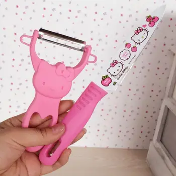 Kawaii Sanrio Hello Kitty Kokkuklapitavad Nuga Puu Nuga Keraamiline Nuga Kaasaskantav Mini Peen Reisi Leibkonna Peeler Toidu Nuga
