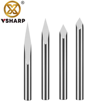 Vsharp 3 Servad 6mm Carbide V-kuju Graveerimine Bitti TriangularMilling Lõikur Puit, Akrüül PVC Jade Metalli CNC Graveerimine Vahend, Nikerdamiseks 1