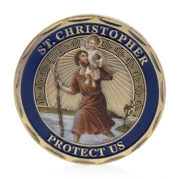 St. Christopher Pühak Reisijatele Mälestus Väljakutse Müntide Kogumise mälestusmünte Pääsme kahepoolne Surutrükiga 16