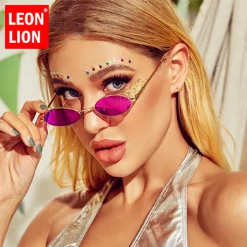 LeonLion Väikesed Ovaalsed Päikeseprillid Naistele 2021 Brändi Disainer Peegel Klaasid Naised/Mehed Ookeani Objektiivi Sulamist Raam Lentes De Sol Mujer 10