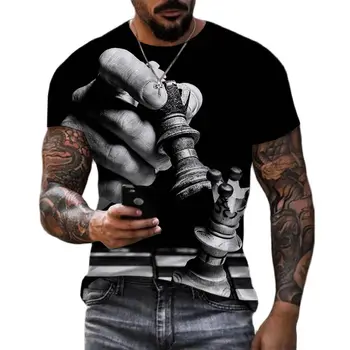 Naljakas Male Malelaua Must Ja Valge 3D Print Meeste T-särgid Suvel Harajuku Vabaaja Streetwear Tees Unisex Liiga Riided 2