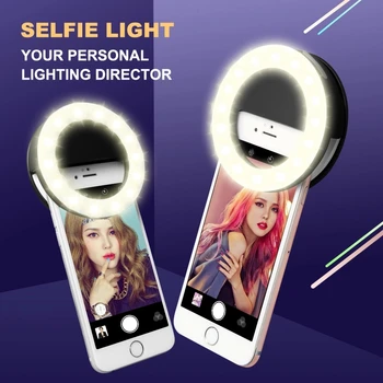 LED Selfie Ringi Täitke Kerge Kaasaskantav USB Laetav Clip Ringi Lamp Youtube ' i Tiktok iPhone Huawei Xiaomi telefon
