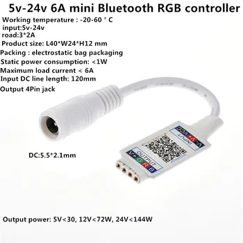 3 viise, kuidas Bluetooth-RGB LED Kontroller SM 5-24v-6A Mini Muusika Bluetooth Töötleja Hele Riba, Kontroller KS-sse 5.5*2.1 mm 2