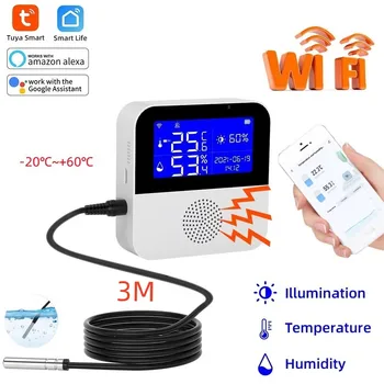 Tuya Smart WiFi Usb Temperatuur Senor Välise Anduriga 3M kaugseire Häire-Sise Termomeeter Hygrometer Detektor Kaudu Alexa 3