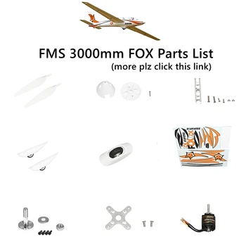 FMS 3000mm 3.0 m Fox Purilennuki Osade Loetelu Propeller Spinner Võlli Mount Juhatuse Teliku ja Tiiva Ratta RC Lennuk Mudel Lennuk