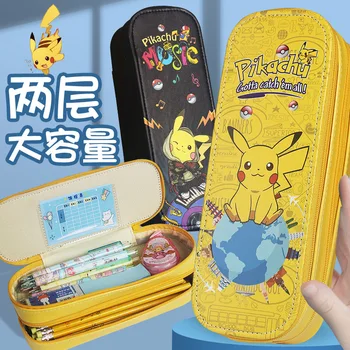 Pokémon anime Pikachu penaali algkooli kirjatarvete box suure jõudlusega double-layer multi-funktsionaalne cartoon penaali 8