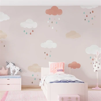 custom Pilved ja vihmapiisad tapeet laste tuba Cartoon tapeet Tüdrukute magamistuba taust seina kleebised lastele toad 11