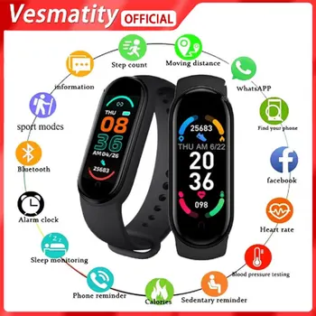 Vesmatity M6 Plus Sport Smart Watch Südame Löögisagedus, Vererõhu Seire Veekindel Smart Watch Mehed Naised Multifunktsionaalne Vaadata