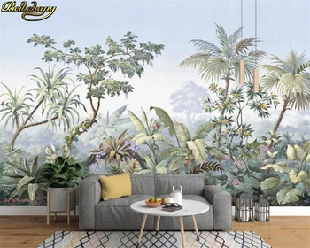 beibehang Euroopa retro nostalgiline palace-käsitsi maalitud kookospähkli puu vihmametsa õlimaal custom 3d tapeet seinamaaling 14