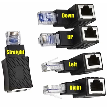 Kõrge kvaliteet 90 kraadi üles, alla, vasakule, paremale, RJ45, Cat 5e 6e Cat7 meeste ja naiste Lan Ethernet võrgu laiendamine adapter 13