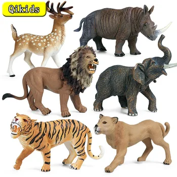 Õõnsate Plastikust Looduslike Looma Mänguasi Elevant, Lõvi, Tiiger Rhino Hirv Gepard Mudel PVC Loomade Tegevus Arvandmed Mänguasjad, Laste Kingitused 8