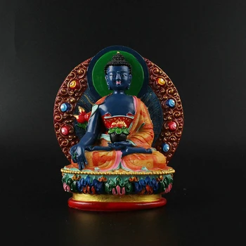 12cm Apteekriga Vaik Buddha Figuriin, Bodhisattva Õrn Käsi Sinine Pinnatud Budistliku Tiibeti Meditsiin Joonis Buddha Kuju 13
