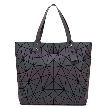 Helendav uus kott Naiste Geomeetriline kott Diamond Tassima Tepitud õlakott Laser Plain Kokkuklapitavad Käekotid Hologramm bolsa feminina 12
