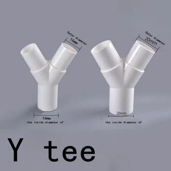 PVC plastist Y-tüüpi tee Y tee kahvel vee toru tee tilguti kasti tee ühise 16mm / 20mm 1tk 9
