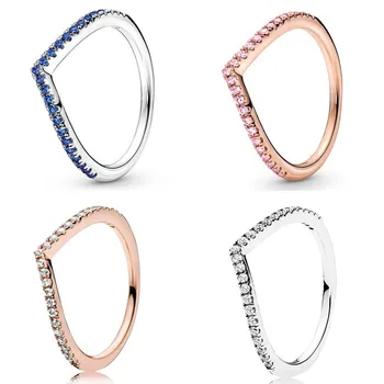 Autentne 925 Sterling Hõbe Soovi Sädelev Sinine Ring Crystal Naiste Pulmapidu Europe Fashion Ehted 3