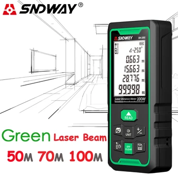 SNDWAY Roheline Trena Laser Rangefinder Mõõta Kaugus Kõrgus Meeter Elektrooniline Lindi Mõõtmise Vahendid Ehitus Duilding 50M 5