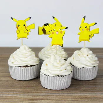 24tk/kott Pokemon Pikachu Paber Hambaork Kaardi Kook Lisab Cupcake Kaunistamiseks Laste Poiss Anime Arvandmed Pool Küpsetamine Tarvikud 11