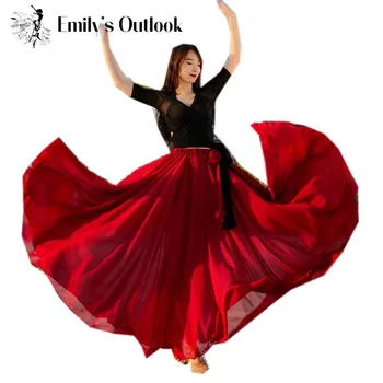 Haldjas Oriental Seelik Kiik Kõht-Dance Performance Naiste Riided 720 1000 Kraadi Tantsu Kostüüm Ring Täis Maxi Seelik Punane 6