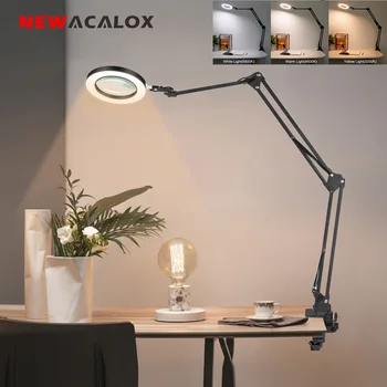 NEWACALOX 5X Luup koos Valgus-ja U-3 Värvi Režiimid Astmeteta Reguleeritav, LED Lamp, Reguleeritav Pöörlev Käe Luup Lamp 14