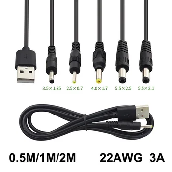 0,5 M 1M 2M USB tüüp A Mees DC 2.5 3.5 1.35 4.0 1.7 5.5 2.1 5.5 2.5 mm Jack plug laiendamine toitejuhe pakkumise kaabli ühenduspesa 3