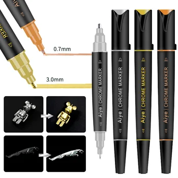 Topelt Vedelik Peegel Sm 0.7/3.0 mm Kuld, Hõbe Pen DIY Peegeldav Värvi Pliiatsid Kroom Viimistlus Metallik Kunsti Ameti Pliiats 1