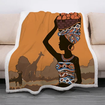 Aafrika Naine Naljakas Tegelane Tekk 3D Print Sherpa Tekk on Voodi kodutekstiilid Unenäoline Stiil 06 1