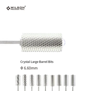 6.6 mm Crystal Suur Barrel Bitti - Hõbedane Kate WILSON Karbiid Nail Drill Bit 6