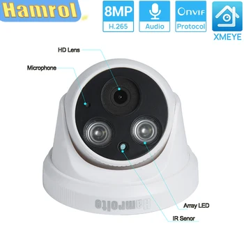 HAMROL Uus 4K 8MP IP Kaamera Sisemine Mikrofon Sise-POE H. 265 Onvif CCTV Nigthvision XMeye DC12V 5MP Vabatahtlik Turvalisuse Kaamera 3