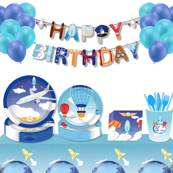 Cosplay Lennuk Lennuk Sünnipäeva Decors Ühekordsed Nõud Komplekti Plaadid Salvrätikud Tassi Banner Baby Shower Pool Kaunistused 1