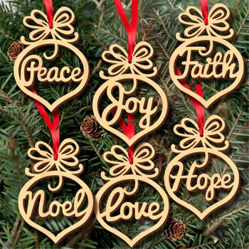 6TK Puidust jõulukaunistused Välja Süda Rahu, Armastus, Käsitöö Kodu Puust Õõnestatud Rippuvad Ripats Teenetemärgi