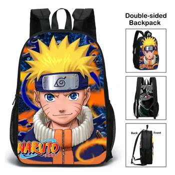 Uue Kooli Kott Naruto Seljakott kahepoolne Lõuend mehed Seljakott 17 Tolline Õla Kott Teismeline poisid Anime Print Reisi kingitused
