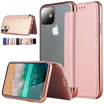 IPhone 11 Pro Max Mood Electroplate Slim Raamat Flip Case For iPhone X XS XR, XS Max 11 11Pro Card Slots Seista Selge Kate 4