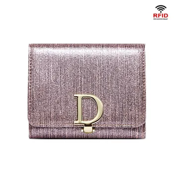 RFID Blokeerimine Ronida naturaalsest Nahast Naiste Rahakotid Mini Roosa Lühikese Sidur Luksus Naiste Rahakott Kaardi Omaniku 1