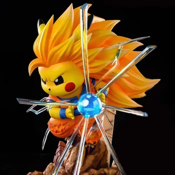 Amiin Pokemon Pikachu Cos Goku Tegevus Joonis Dragon Ball Super Saiyan2 Saiyan3 PVC Mudeli Kogumine Mänguasjad Teenetemärgi Kingitused 1